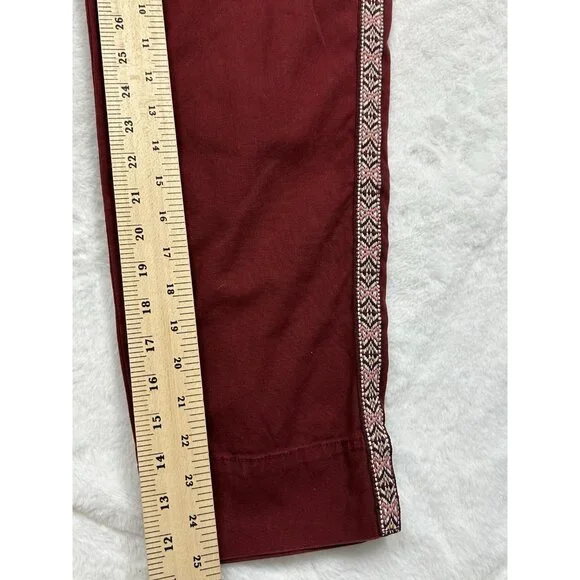 Anthropologie Pants Women Size 6 Maroon Red Ankle Side Striped - Picture 7 of 15